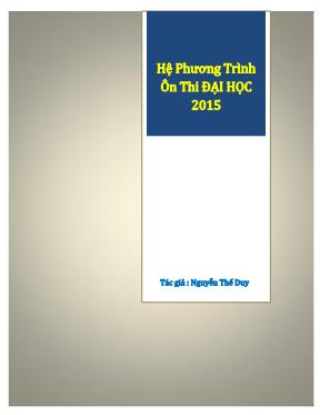 Tuyển tập 42 Hệ phương trình Ôn thi Đại học 2015